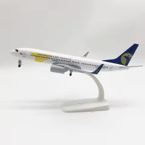 20cm B737 Mongolian Diecast Metal Alloy Plane 1/400 Scale Souvenir Airplane Model Gift Adults Collec