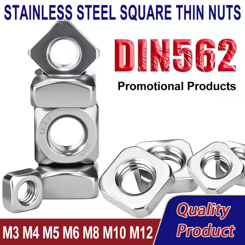 M3 M4 M5 M6 M8 M10 M12 DIN557 A2-70 304 Stainless Steel Square Nuts Threaded Nut Foursquare Quadrate
