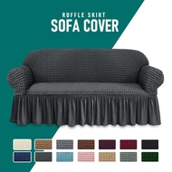 European Style Sarung Sofa 1 2 3 4 Seater Elastic Sofa Cover with Skirt Universal Couch Cover murah 