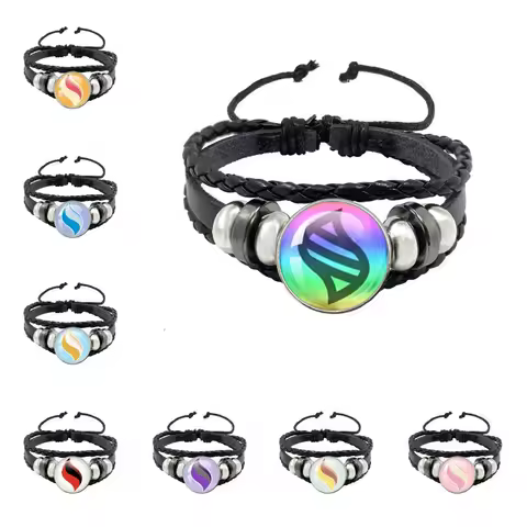 Pokémon Black Leather‑Strap Snap Bracelet, Gardevoir Mega‑Evolution‑Stone Motif Stylish Unique 10cm‑