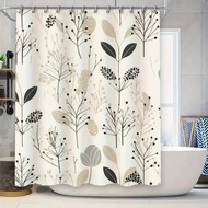 Modern Bathroom Shower Curtain Set Elegant Plant Pattern Decorative Shower Curtains for Home Bathroo