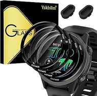 Yskbilm (3+2 Pack) for Garmin Forerunner 570 42mm Screen Protector + Silicone Anti-dust Plugs,[Anti-