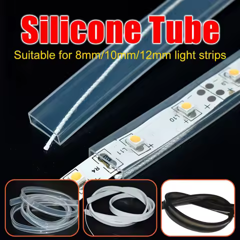 LED Silicone Tube Transparent/Milky White/Black Flexible Protection Cover Waterproof For 8/10/12mm W