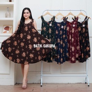 Daster Yukensi Bonita Motif Printing Batik Sakura Pekalongan Baju Dress Panjang Rayon Wanita Dewasa 