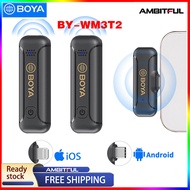BOYA BY-WM3T2 Professional Wireless Lavalier Microphone Portable Audio Video Recording Mic for iphone Android Live Broadcast