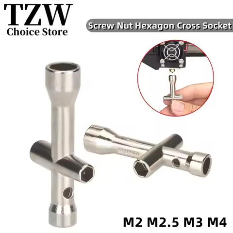 TZW 1PCS 3D Printer Nozzle Tool 4in1 M2 M2.5 M3 M4 Screw Nut Hexagonal Cross Wrench For E3D V6 MK8 N