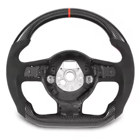 Custom Carbon Fiber Steering Wheel Suede Red Stitching Fit For TT TTRS 8J MK2 R8 MK1 2007 to 2015