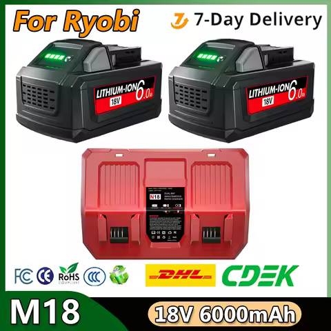 For Milwaukee M18 6000mAh 18V Li-ion Replacement Battery M18B5-XC For Milwaukee 18V Tool 6.0Ah Recha