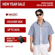 SM06 - "MAZIC" FW25 URBAN BLUE LINES BOXY FORM SHORT SLEEVE STRIPED SHIRT