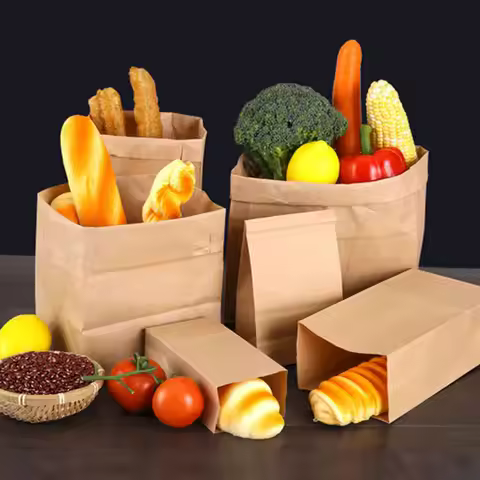 50/100pcs Kraft paper bag reusable fruit vegetable bags Cookies Candy Cookies Food packaging toast b