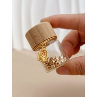 Golden Bean Storage Bottle 1g Golden Bean Small Empty Bottle Gold Transparent Glass Bottle Mini Smal