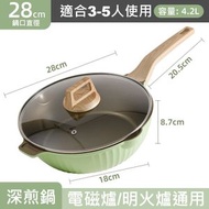 **森系條紋**28cm 麥飯石平底深煎鍋