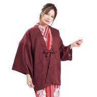 旅館羽織 男女兼用 日本 和服 羽織 外套 罩衫  臙脂 単品