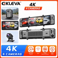 EKLEVA 4CH Dash Cam 11 Inch 4K+1K+1K+1K WIFI Rear View Mirror 4 Cameras Video recorder Car DVR ADAS 