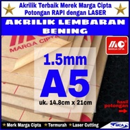 Akrilik Lembaran 1.5Mm A5 / Akrilik Bening / Marga Cipta / Acrylic