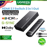 UGREEN HDMI 2.1 Switch 3 in 1 Out 8K@60Hz 4K@240Hz Remote Switch Splitter 40Gbps VRR G-Sync Free Syn