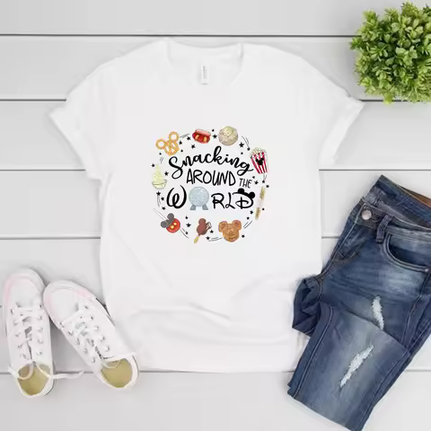 Snacking Around The World T-Shirt Epcot T Shirt Unisex T-shirt Short Sleeve Graphic T Shirts Matchin