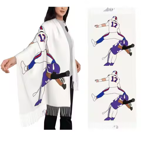 Buffalo Bills Josh Allen Hurdl Scarf Tassel Scarves Women Soft Warm Shawls and Wraps Long Fall Winte