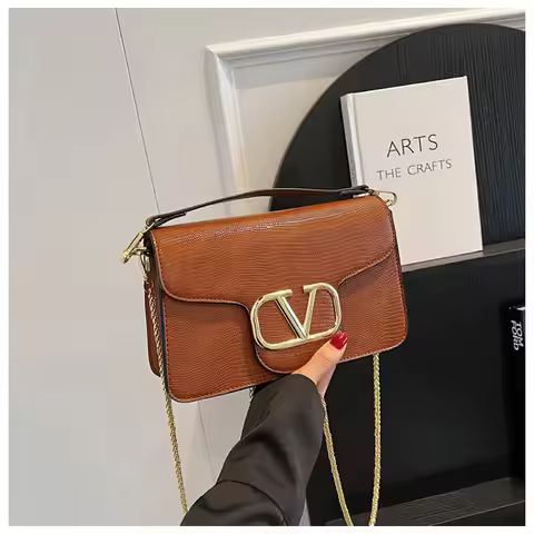 Elegant Small Crocodile Embossed Bag - Chanel-Style Shoulder Purse, Luxury Women's Handbag, Trendy S