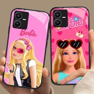 HK-78 Pink Barbie HD Glass Casing for VIVO Y22 Y35 Y75 Y28 Y22S V25 Y55 iQOO Z6