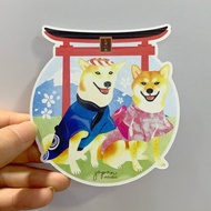 赤柴 日本 鳥居 貼紙 行李箱貼紙 防水貼紙 柴犬 旅遊