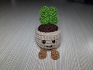 幸運 四葉草 盆栽 迷你 鈎織 畢業 禮物 母親節 情人節 婚宴 回禮 送禮 擺設 手機繩 匙扣 掛飾