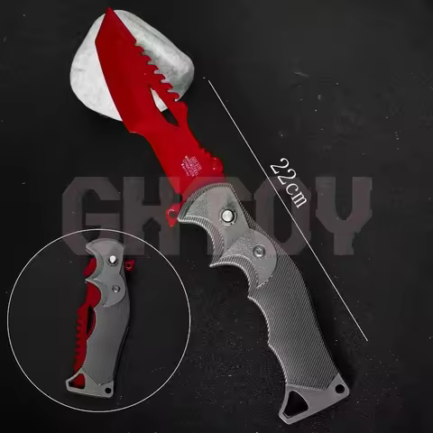 22cm/8.66in Arena Breakout Game Red Mandarin Folding Knife Metal Weapons Model Alloy Pendant Uncut O