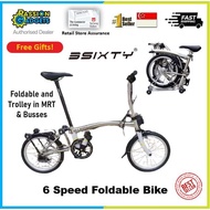 SGSeller!LATEST 3Sixty 6Speed Foldable 360 Bike Compact Bicycle MRT Mini Ultralight Folding 3 sixty not pikes