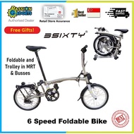 SGSeller!LATEST 3Sixty 6Speed Internal Foldable 360 Bike Compact Bicycle MRT Mini Ultralight Folding
