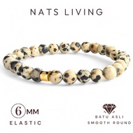 Nats Living - Natural Stone Bracelet: 6mm Jasper Dalmatian Stone, Guardian Bracelet & Spirit Lifting