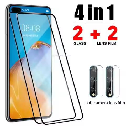4 in1 Tempered Glass For Huawei P50 P40 P30 P20 Lite 5G Camera Lens Film For Huawei Y5 Y6 Y7 Y9 2019
