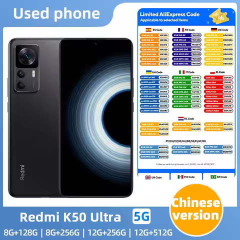 Redmi K50 Ultra 5G 6.67" Smartphone Snapdragon 8+ Gen 1 120W Charger 5000mAh Battery 108MP Camera Ch