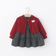 Live Supply Children Spring Autumn Sweet Two-Piece Suit 2026 Autumn Children Knitted Cardigan Dress 