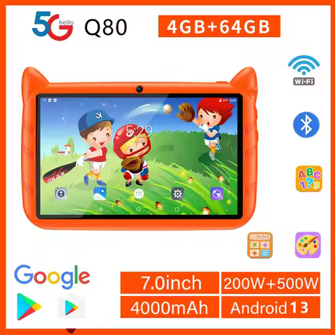 New 5G WiFi Kids Tablet 7 Inch Quad Core 4GB RAM 64GB ROM Android 13 Google Learning Education Games