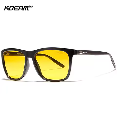 KDEAM Night Vision Sunglasses Men Driving Sun Glasses UV400 Protection Crack-resistant Al-mg Legs TA