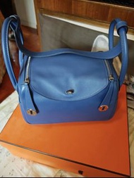 Hermes Lindy 藍色拼橙紅手袋