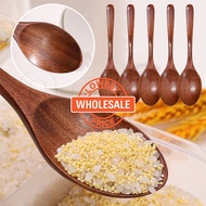 [Wholesale] Ellipse Natural Wooden Spoon - Kitchen Dinnerware - Home Dining Tableware - Coffee Milk 