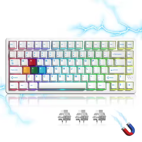 Womier White SK75 TMR/HE Hall Effect Keyboard 75% Wireless Mechanical Keyboard Rapid Trigger Magneti