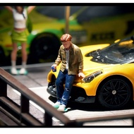 1: 64 Sitting On Take Drink Man Doll Model Car Scene Character Gathering Chat Support Layout