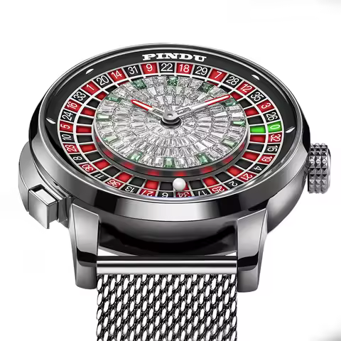 PINDU Men's Mechanical Watch NH35A Luminous Pointer Sapphire Top Watch For Men Button Gambling Table