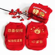 SG Shipment 2026 New Pet Costume  Chinese New Year Dog Christmas Clothes Hoodie Winter Pet Coat Cat 