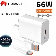 Original Huawei 66W Fast Charger UK Adapter SuperCharge 6A USB Type-C Cable For Honor X9a X9b X9c X9