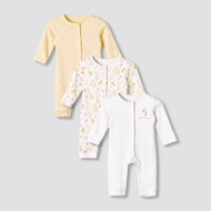 Babyshop Pack Of 3 Juniors Cotton Round Neck Long Sleeve Sleepsuit With Snap Button Closure