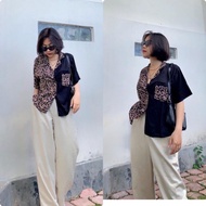 KEMEJA 2-tone leopard top leonita 2-tone shirt/