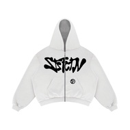 Hoodie Zipper Boxy Starsy Puff White Hoodie Zipper Women