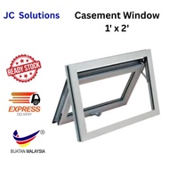 Aluminium Casement Window With Glass Toilet Window Top Hung Window / Frame Sisik Kaca Bilik Air 1' x