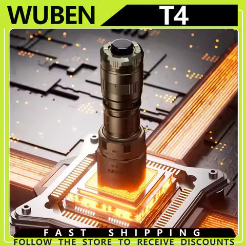 WUBEN T4-Tactical Rechargeable Flashlight for EDC, Small Flashlight, Powerful, Long Throw Pocket, Ou