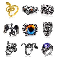 Adjustable Snake Skull Rings for Women Men, ALT Y2K Goth Accessories Rings Eboy Egirl Pirate Biker G