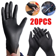 discount 20PC Nitrile Disposable Gloves Waterproof Food Grade Black Home Kitchen Laboratory Cleaning