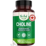Nested Naturals Choline Bitartrate 500mg Per 2 Capsules |  Choline Supplements | Supports Cognitive 